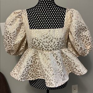Buddy Love Cream and Gold Puff Sleeve Blouse